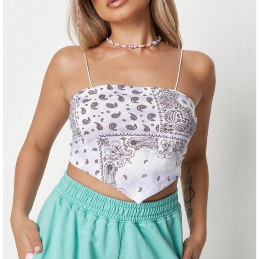 Missguided scarf print Hanky hem cami top lilac